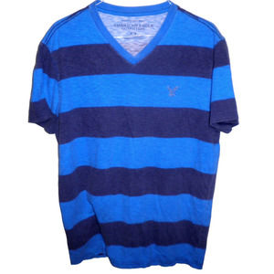 American Eagle V-Neck T-Shirt, Med, Athletic Fit, 100% Cotton, Blues